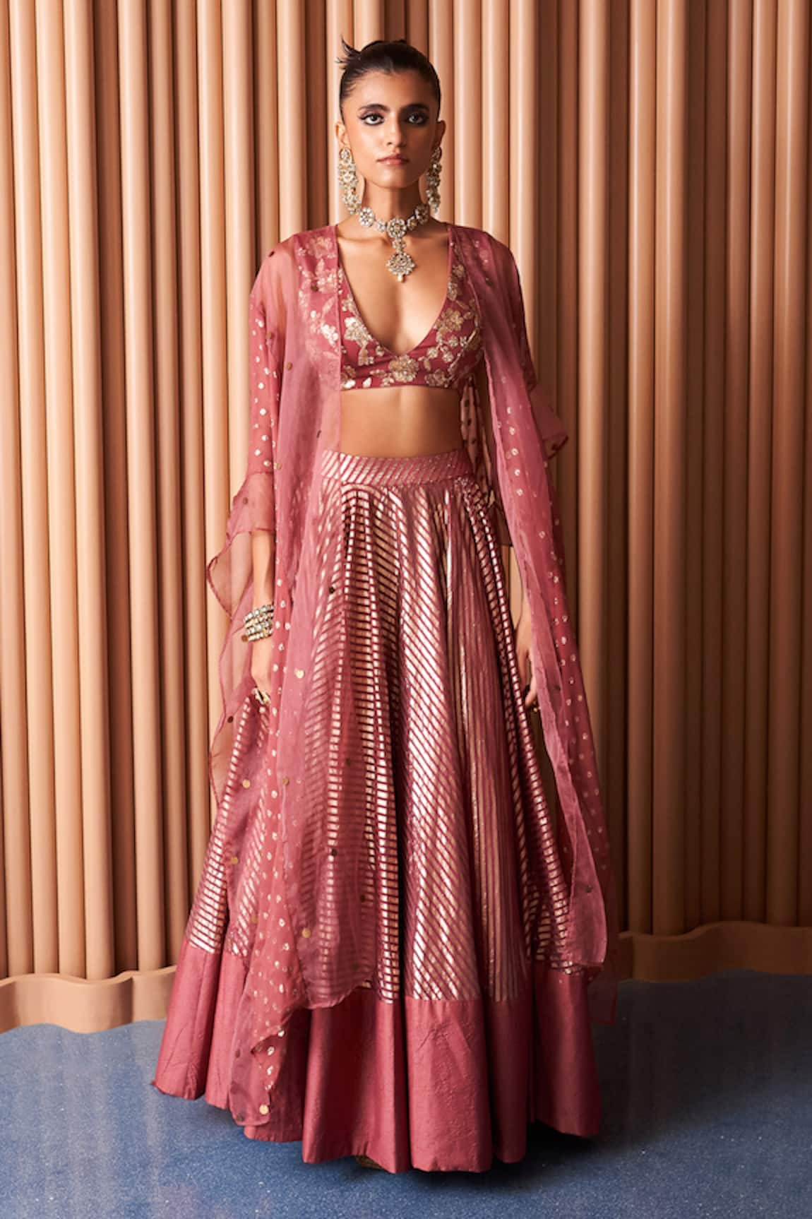 Rishi & Vibhuti Frost Embroidered Lehenga Set