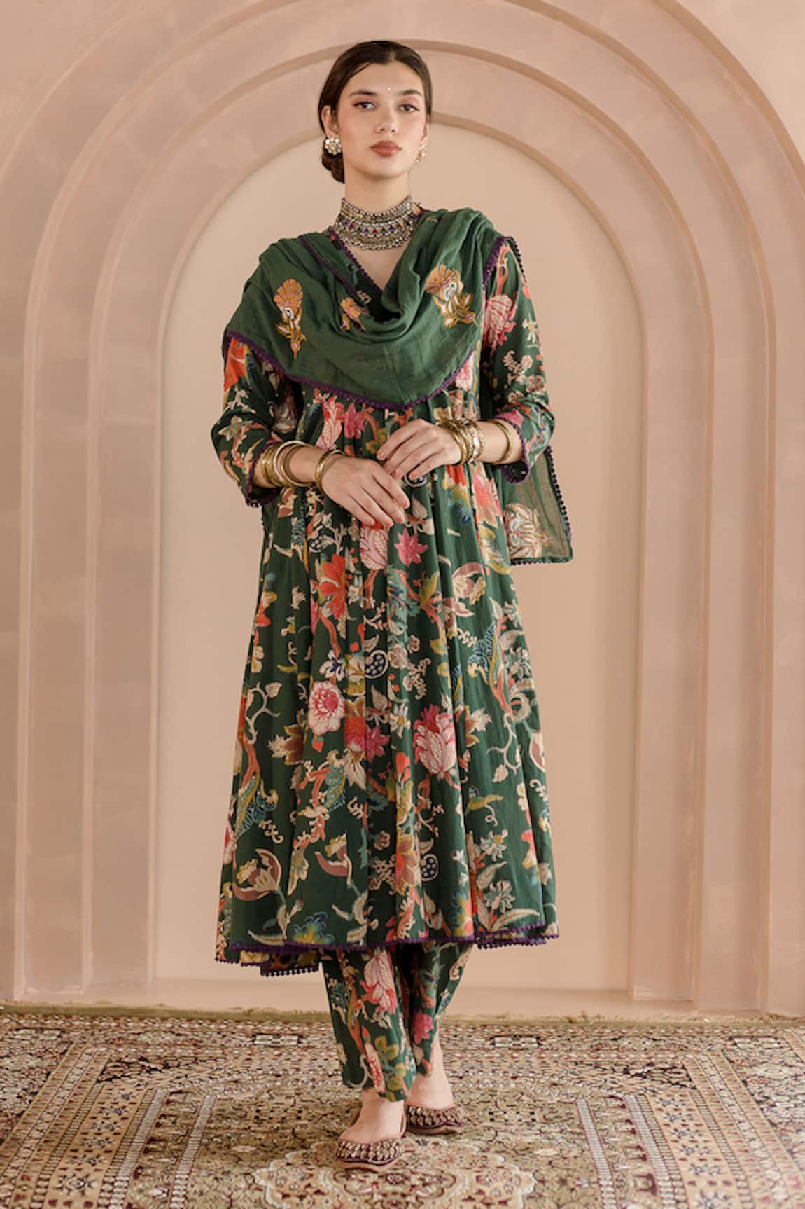 Gulabo Jaipur Shaila Block Print Anarkali Pyjama Set 