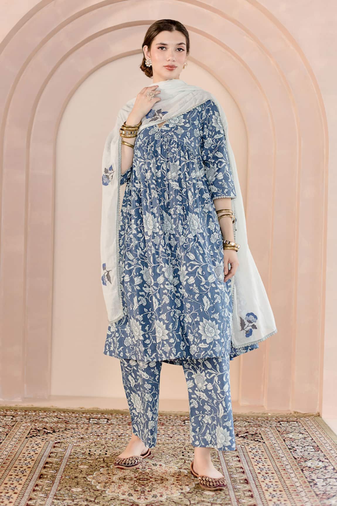 Gulabo Jaipur Sparrow Floral Print Anarkali Pyjama Set 