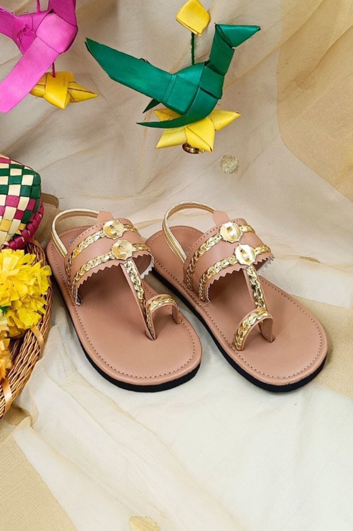 The Madras Trunk Gota Embellished Kolhapuri Sandals