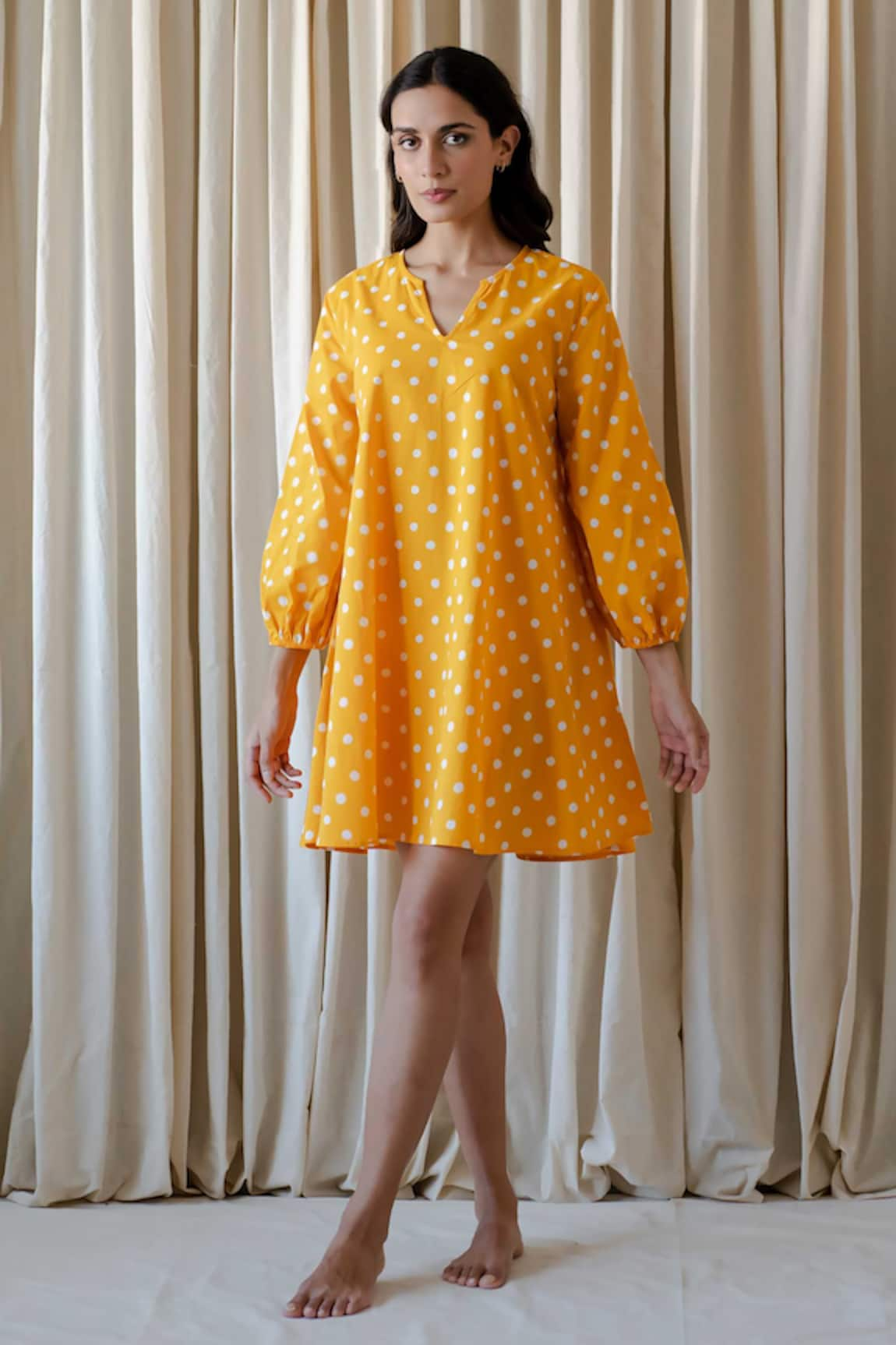 Vanaras Dawn Polka Dot Print Dress