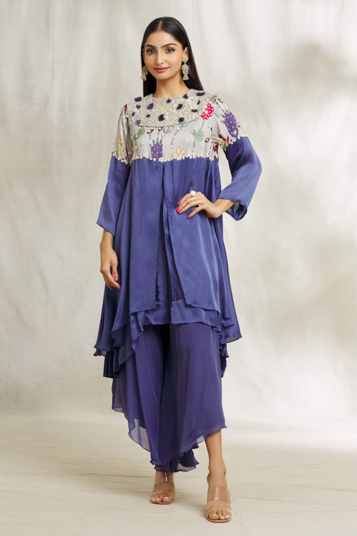 Divya Kanakia Embroidered Yoke Kurta & Palazzo Set