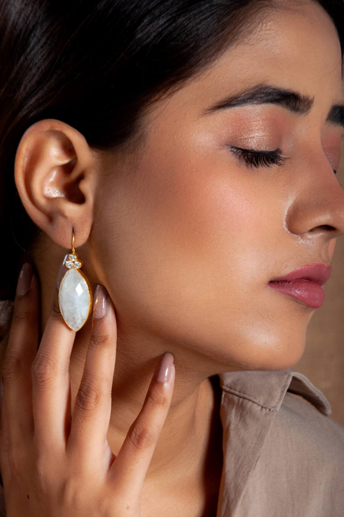 Neeta Boochra Moonstone Embellished Earrings