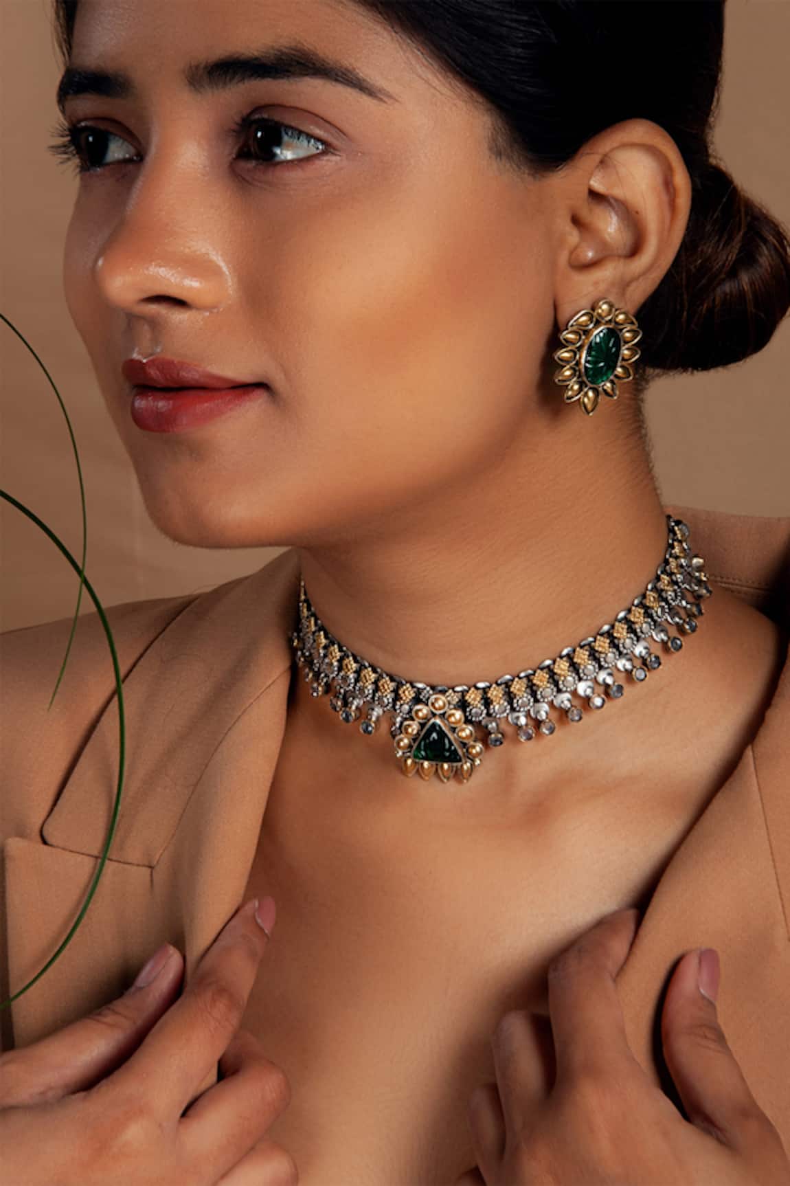 Neeta Boochra Glass Carved Pendant Necklace