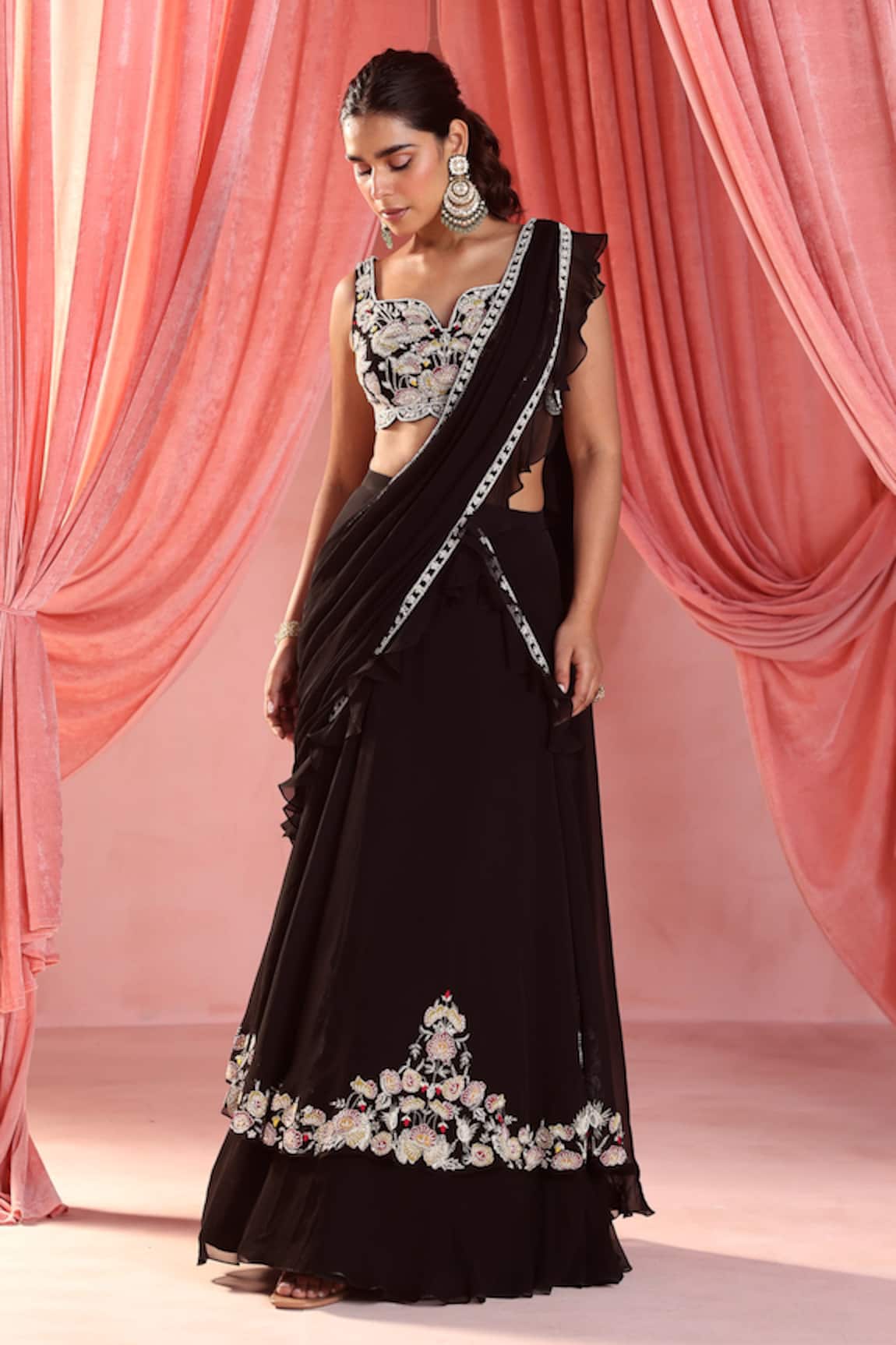 Seema Thukral Nataliya Embellished Pre-Draped Lehenga Saree With Blouse