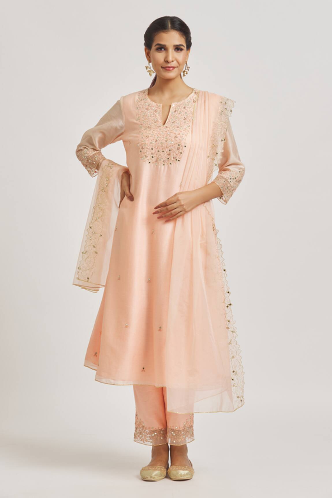 Asaga Embroidered A-Line Kurta Pant Set