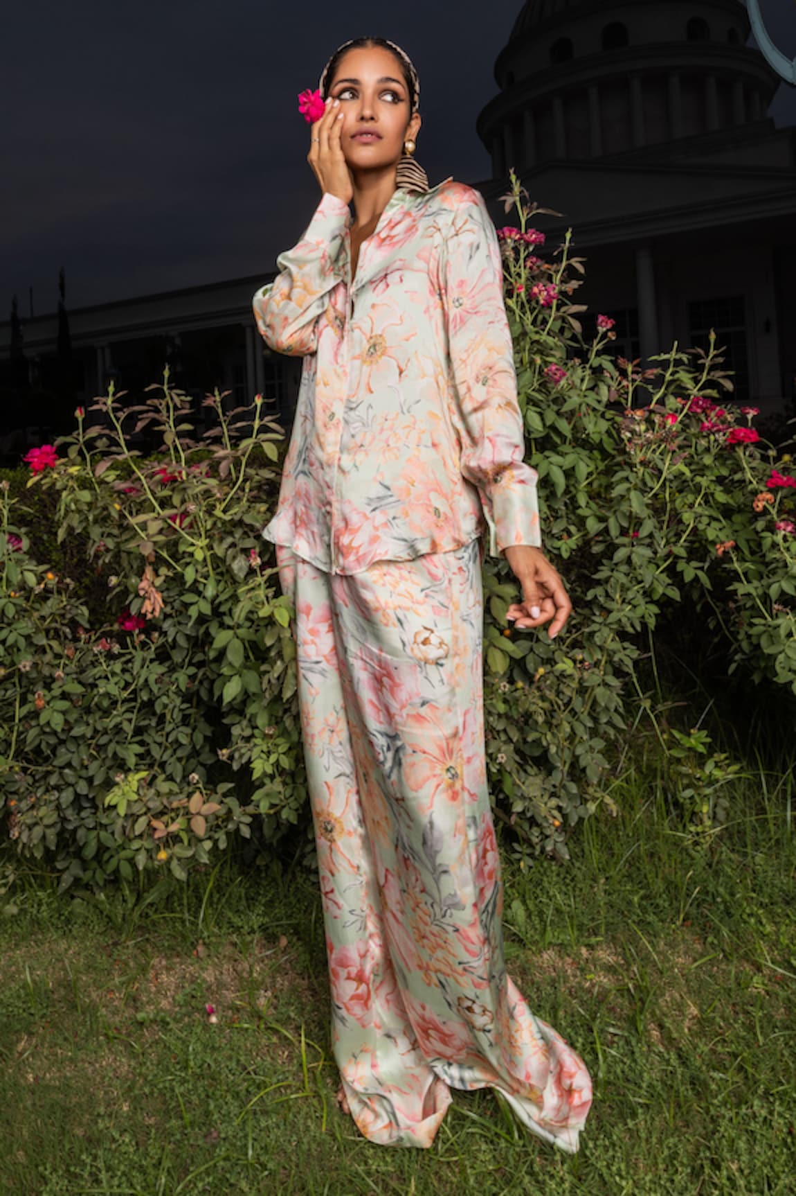 Dohr India Iris Floral Print Shirt & Pant Set