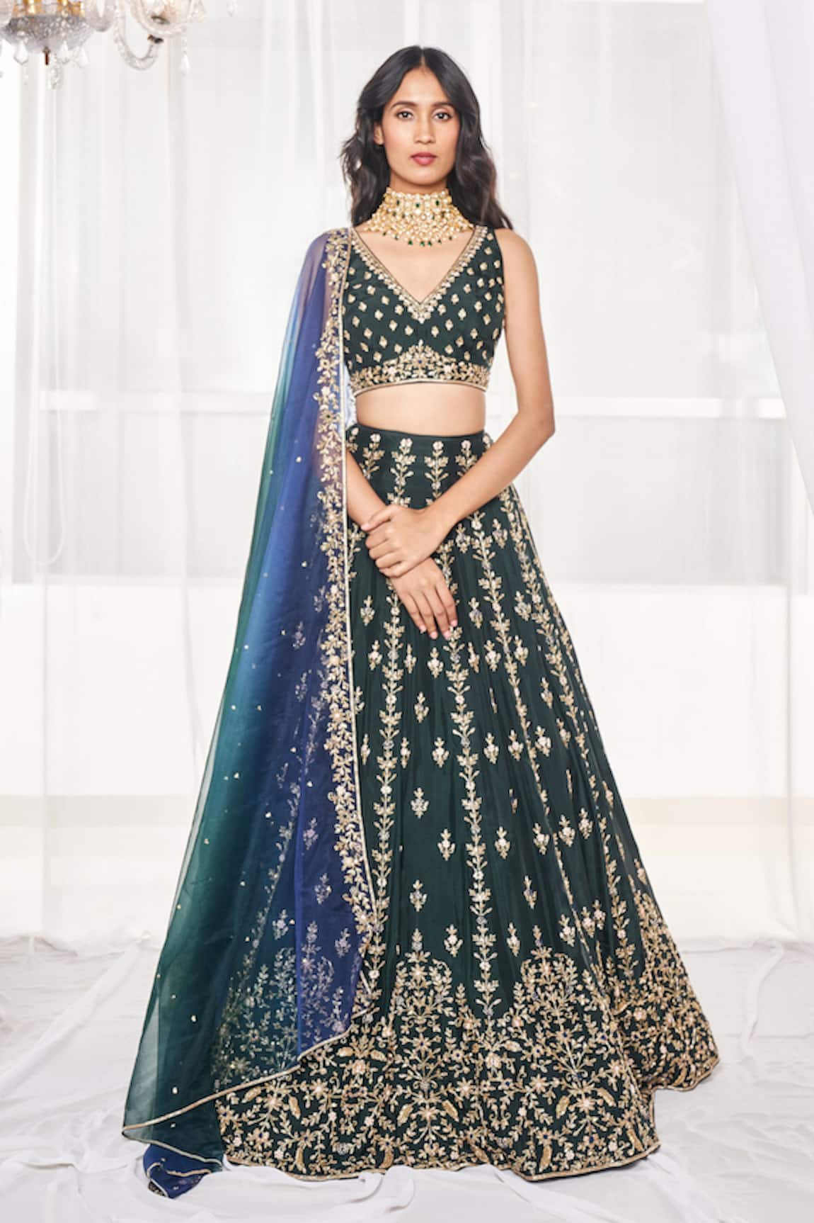 Disha Muchhala Resham Embroidered Silk Bridal Lehenga Set