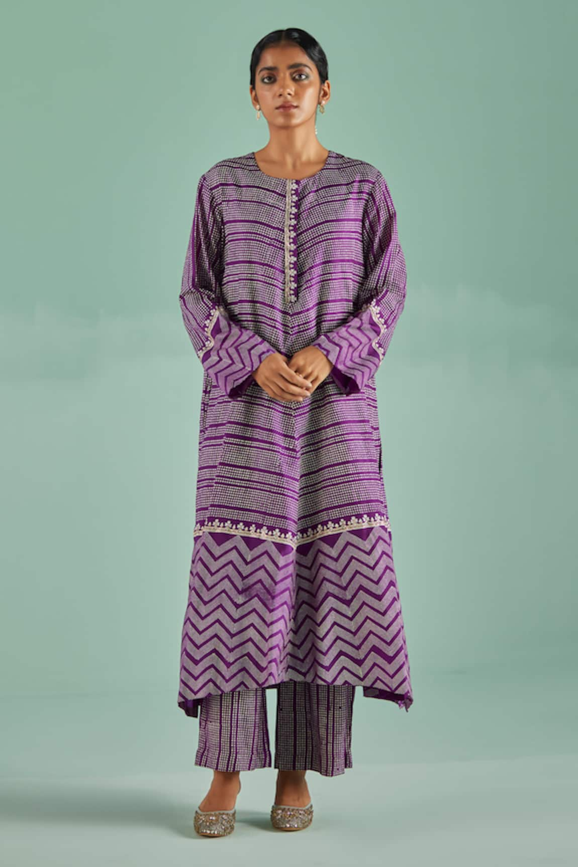 Surbhi Gupta Geometric Block Print Straight Kurta With Trouser