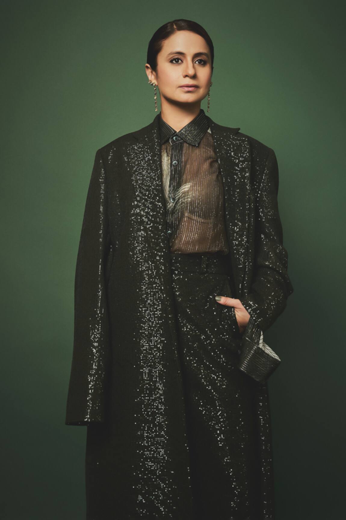 Nirmooha Sequin Embroidered Long Jacket 