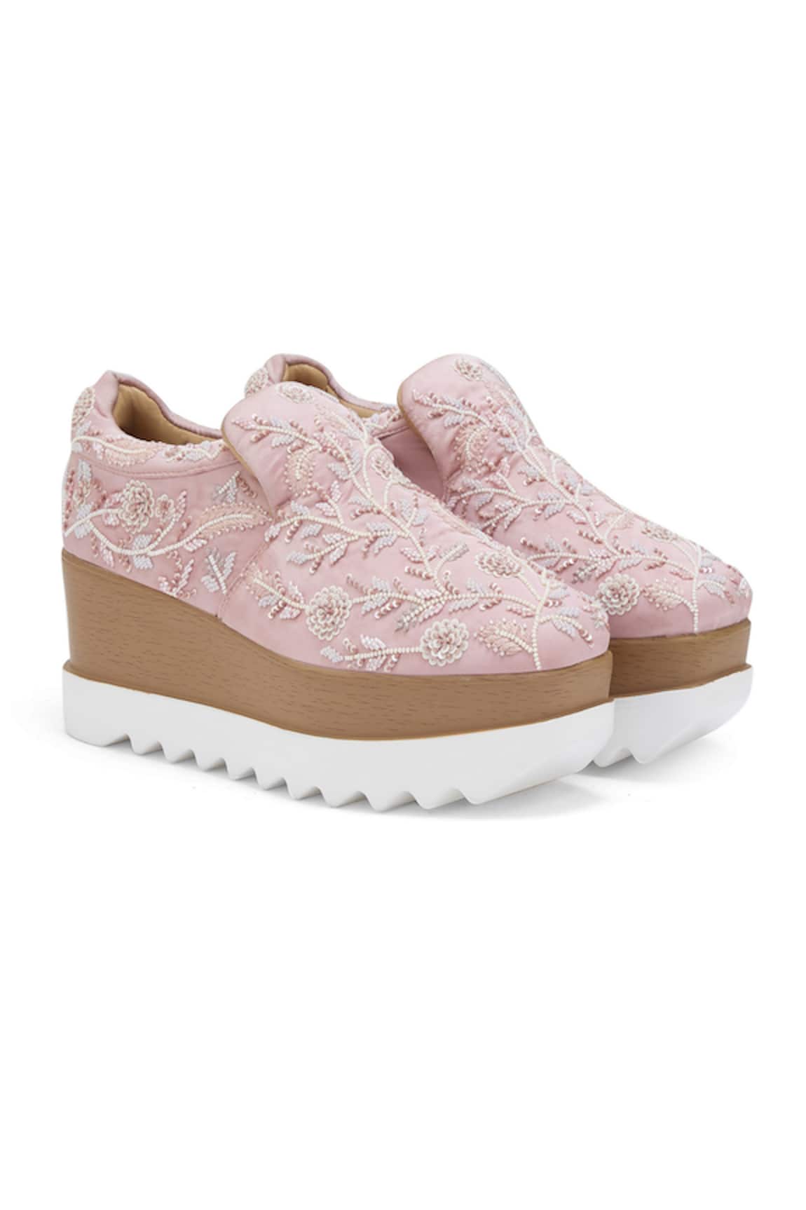 Anaar Jam Floral Embroidered Wedge Sneakers 