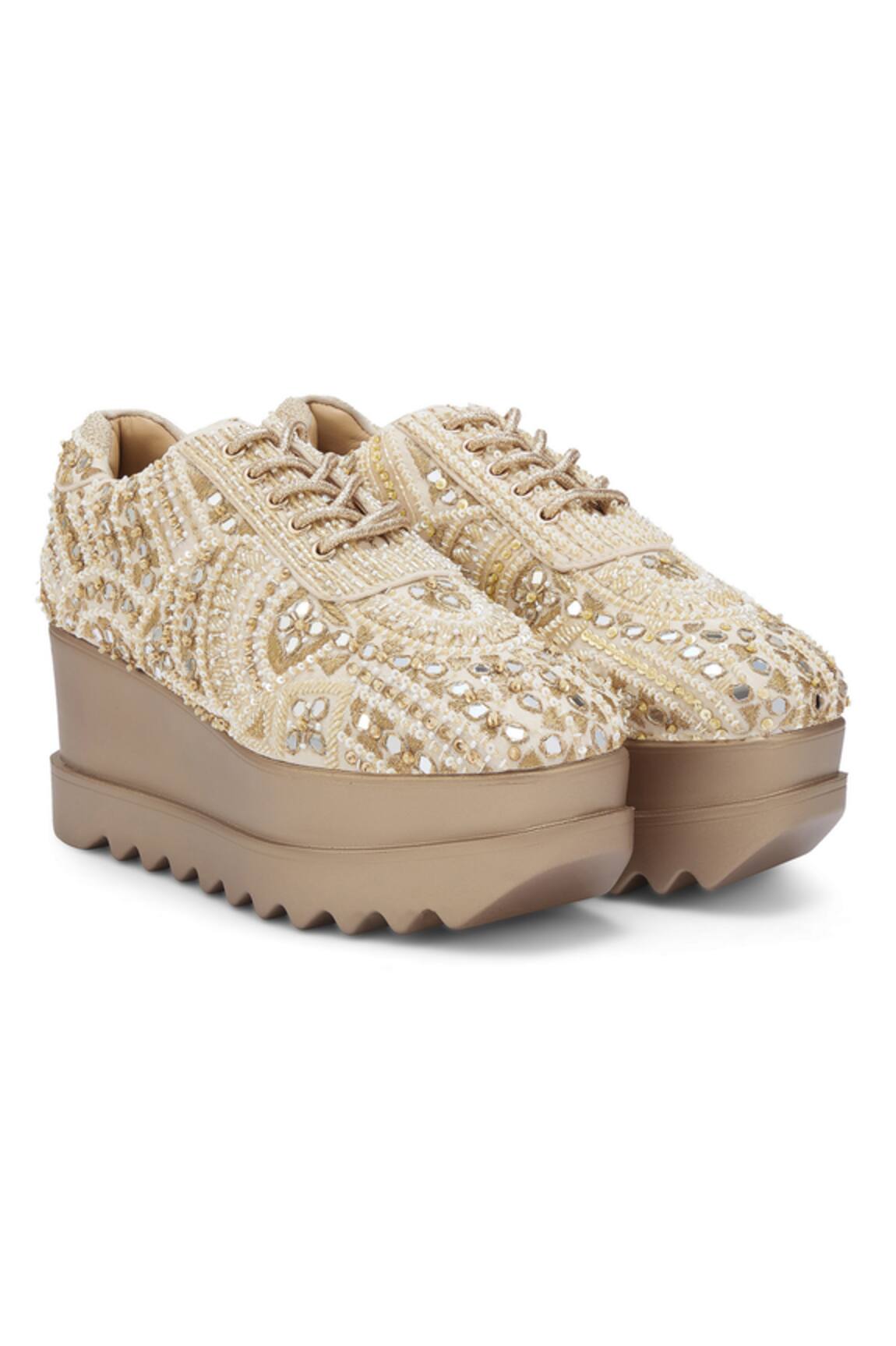 Anaar Sharara Embroidered Wedge Sneakers