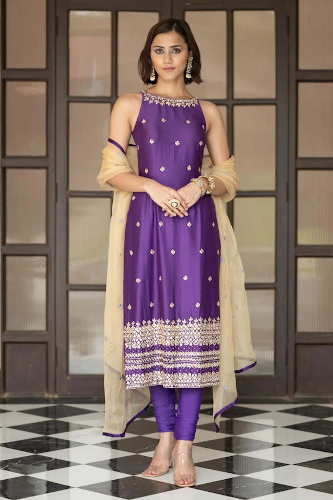 Esha Koul Emroidered Kurta Churidar Set