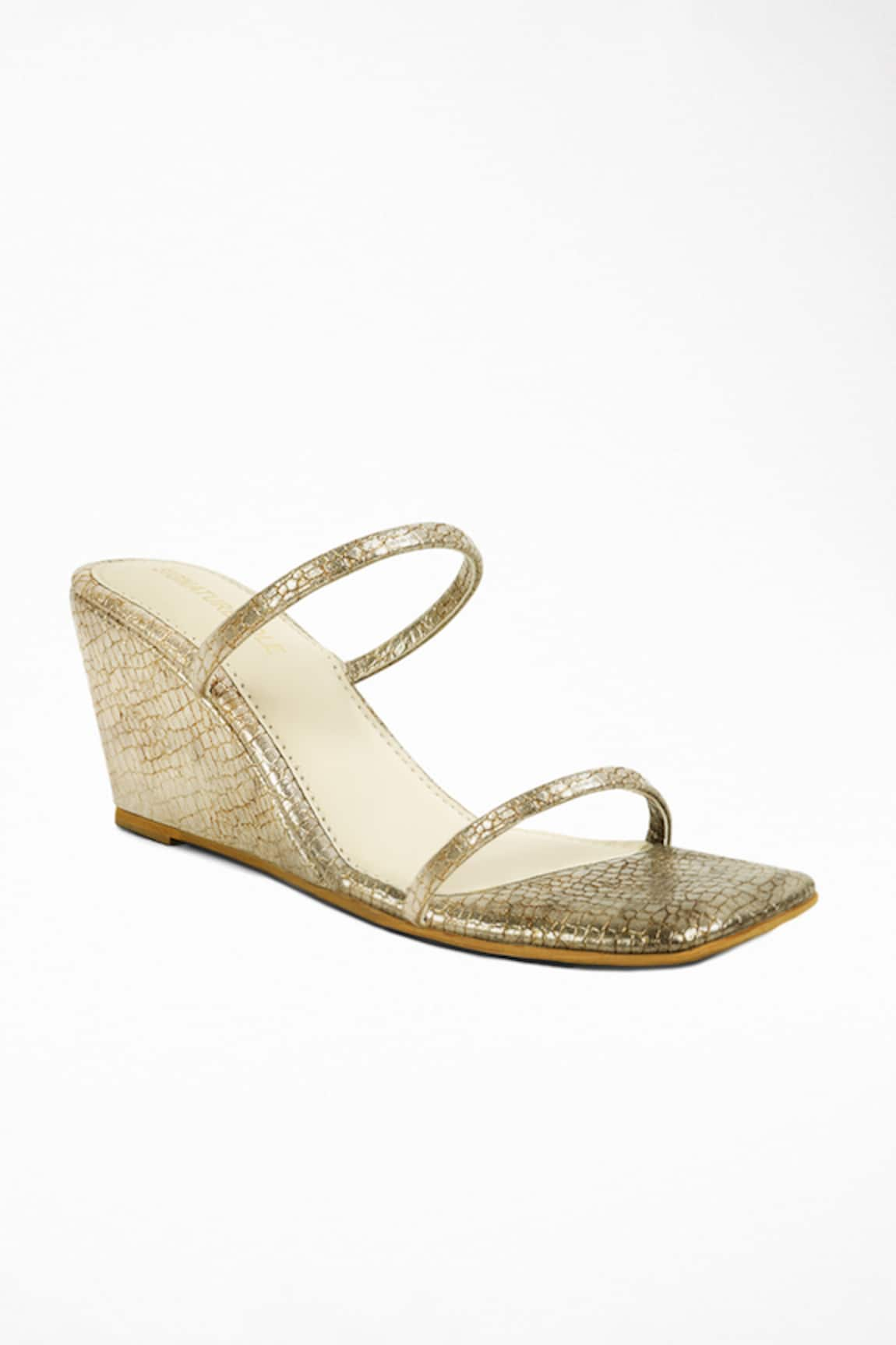 Signature Sole Metallic Thin Strap Wedges