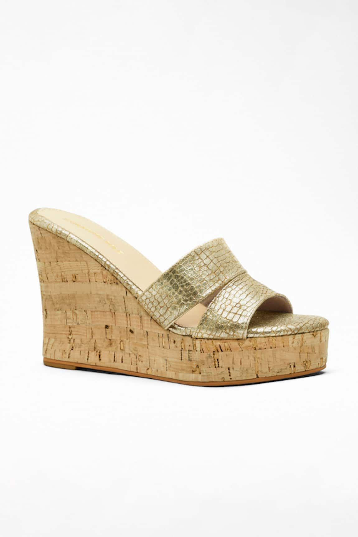 Signature Sole Textured Cutout Strap Platform Wedges