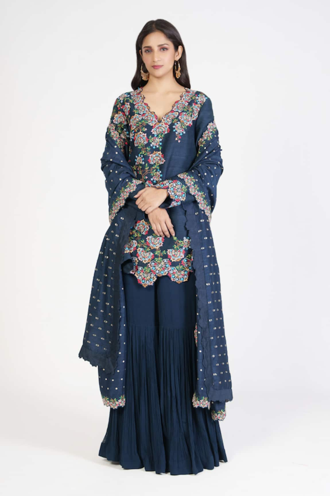 Rishi and Soujit Thread Embroidered Kurta Sharara Set