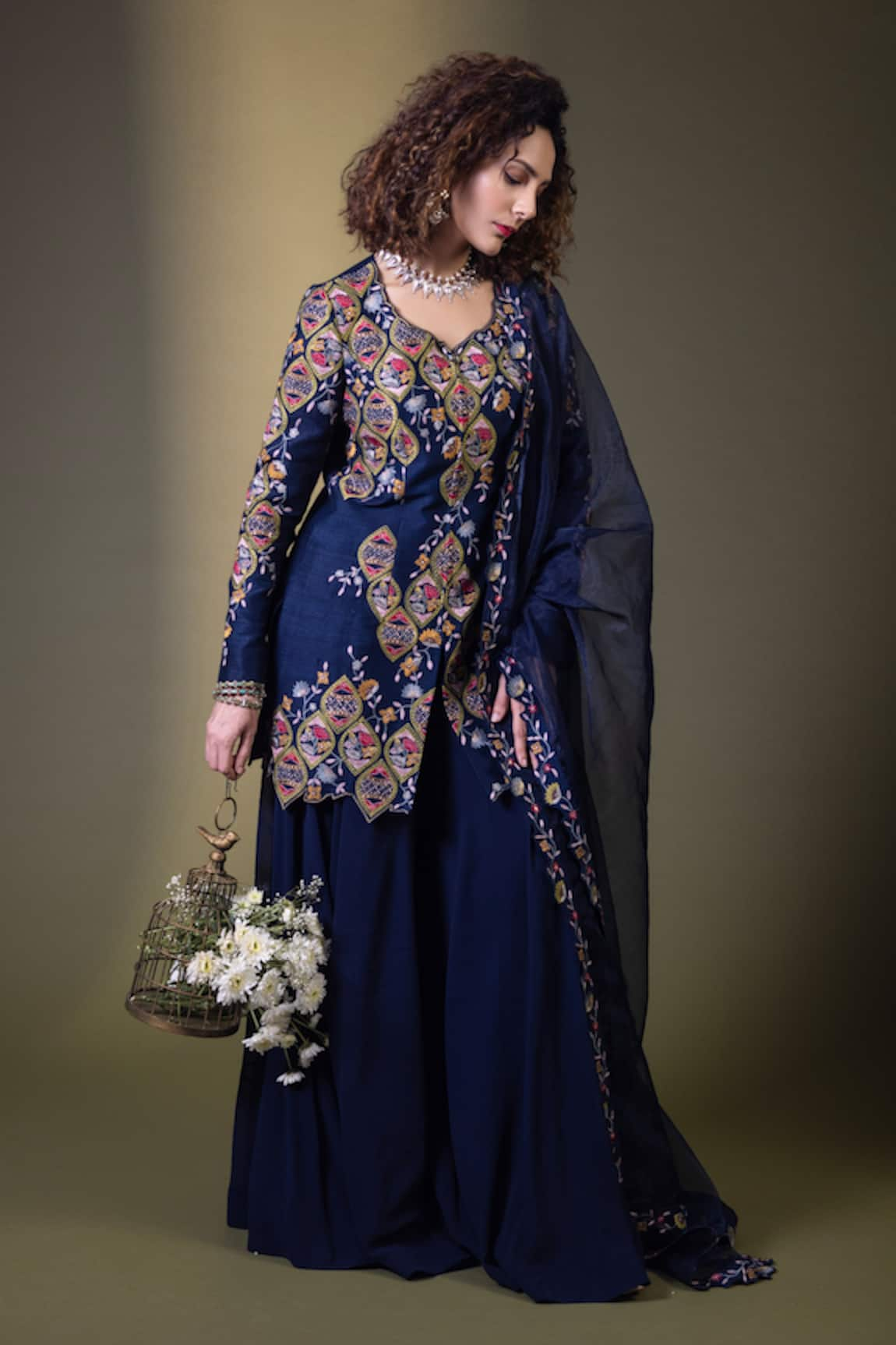 Rishi and Soujit Embroidered Kurta Flared Sharara Set