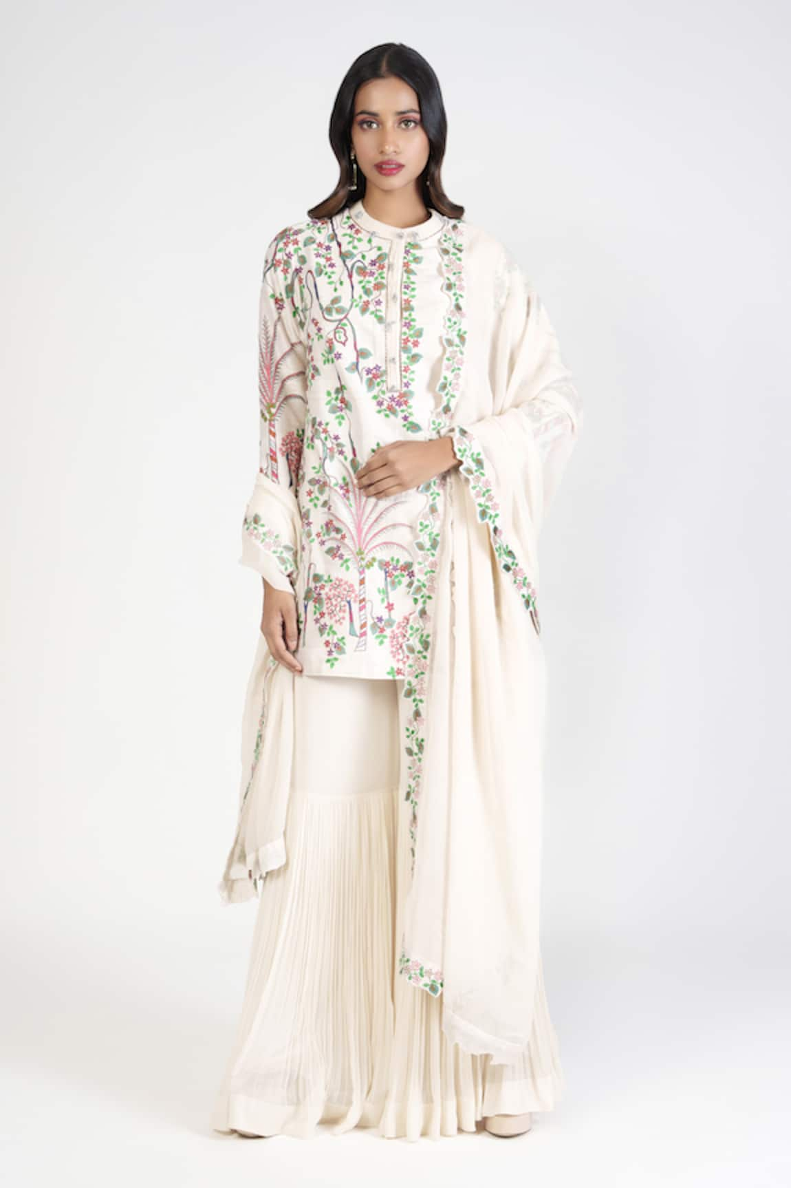 Rishi and Soujit Tropical Embroidered Kurta Sharara Set