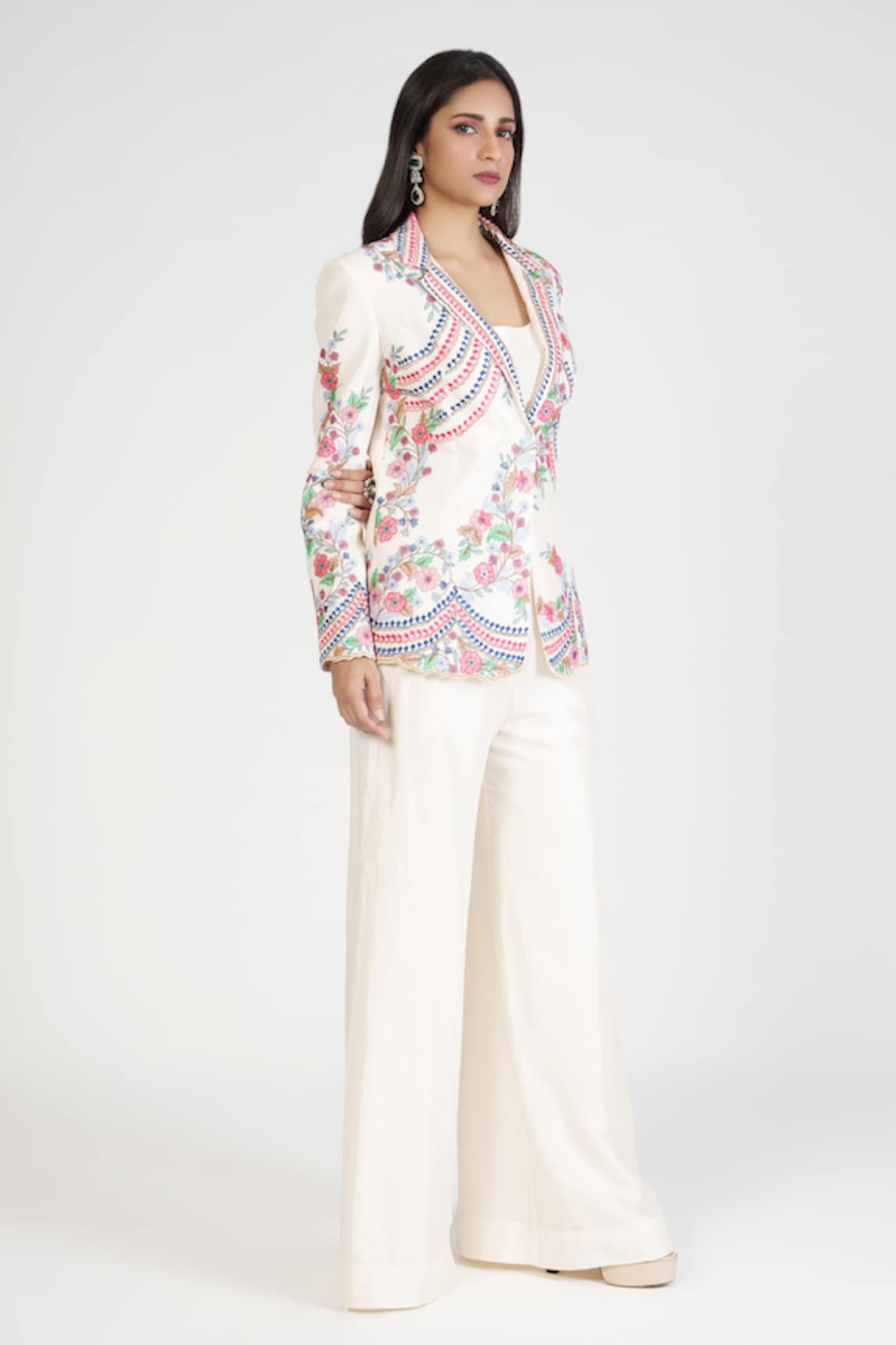 Rishi and Soujit Silk Embroidered Blazer Pant Set