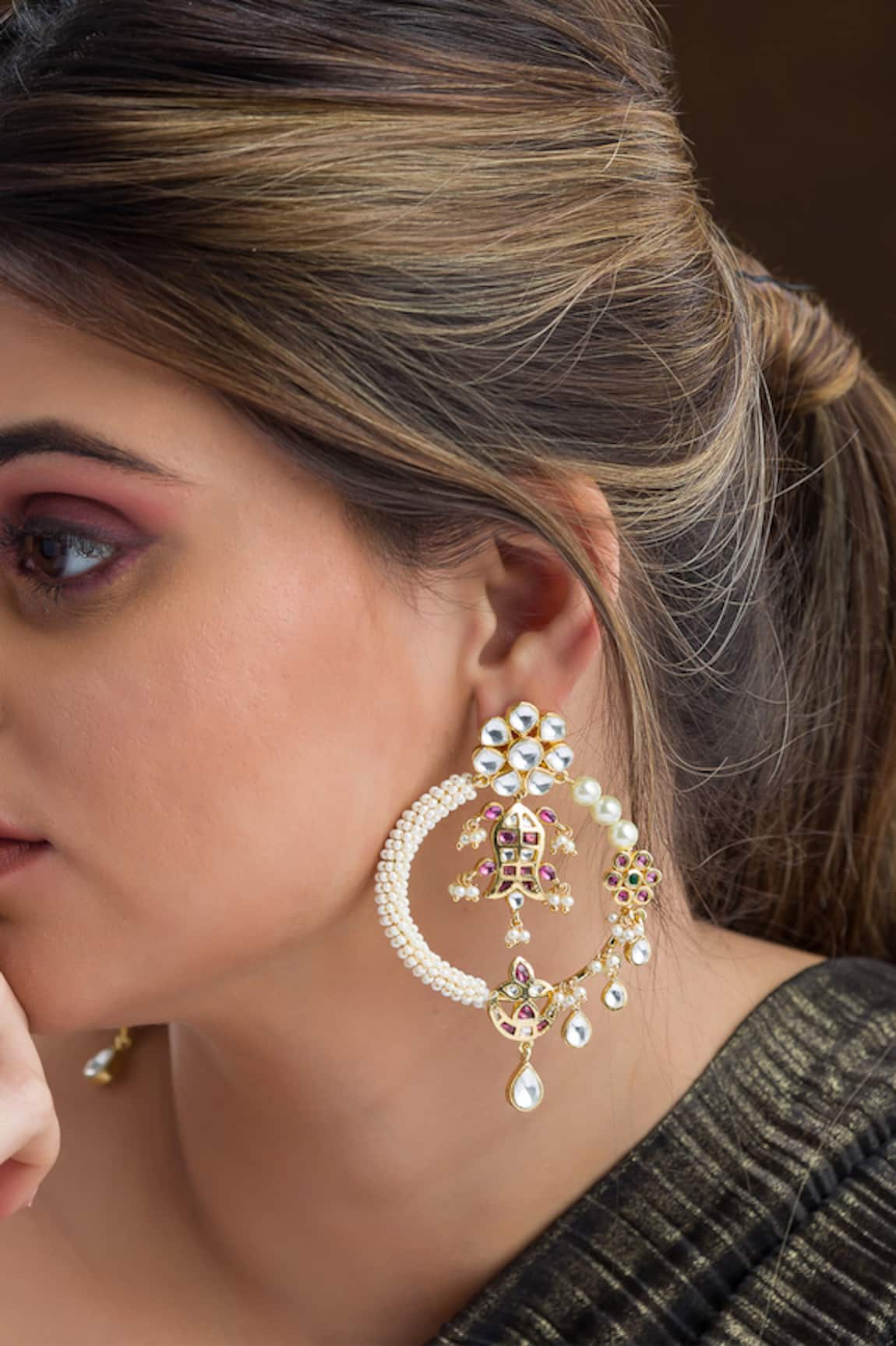 Vasundhara Cubic Zirconia Embellished Hoop Earrings