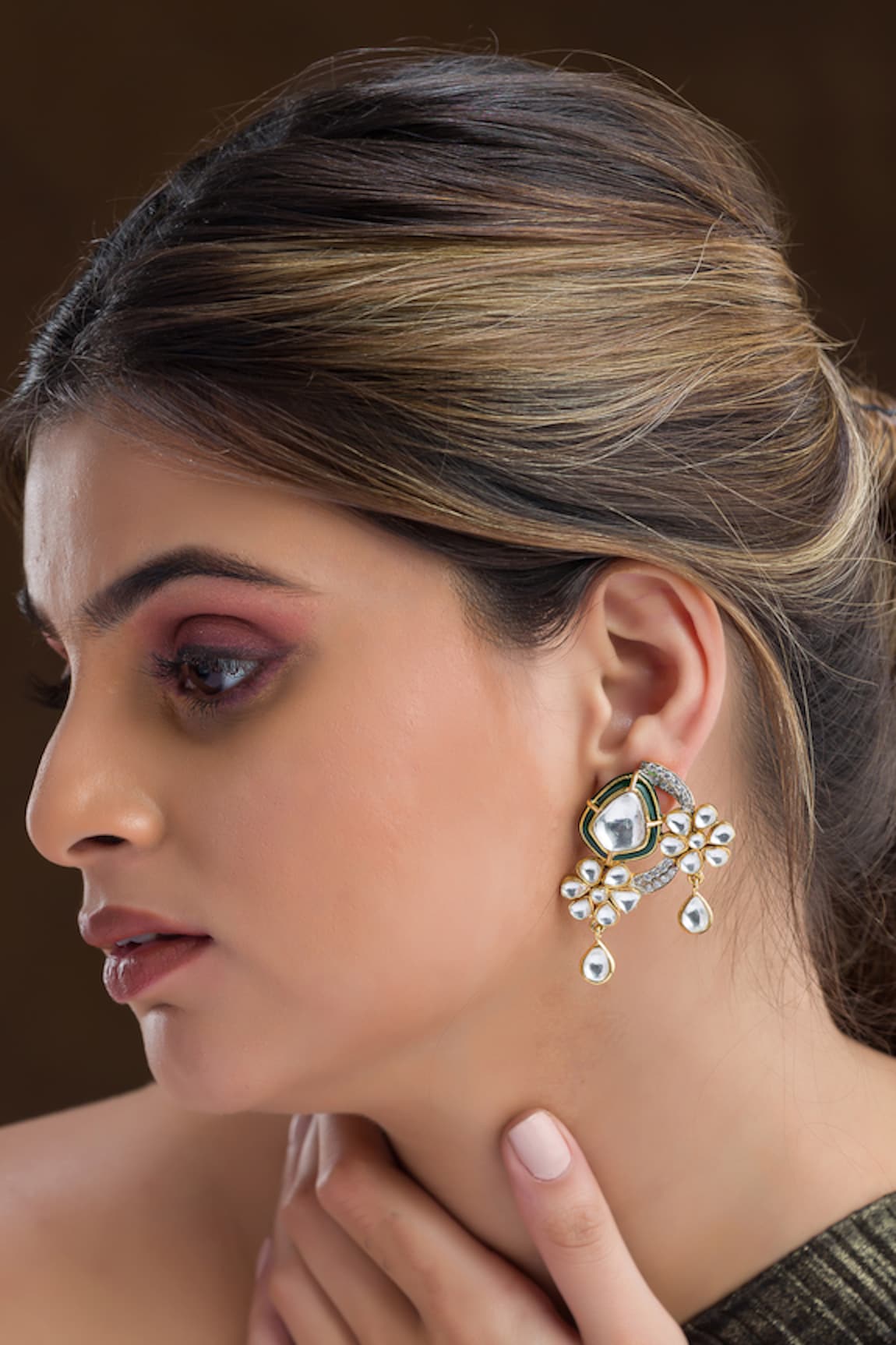 Vasundhara Kundan Embellished Drop Earrings