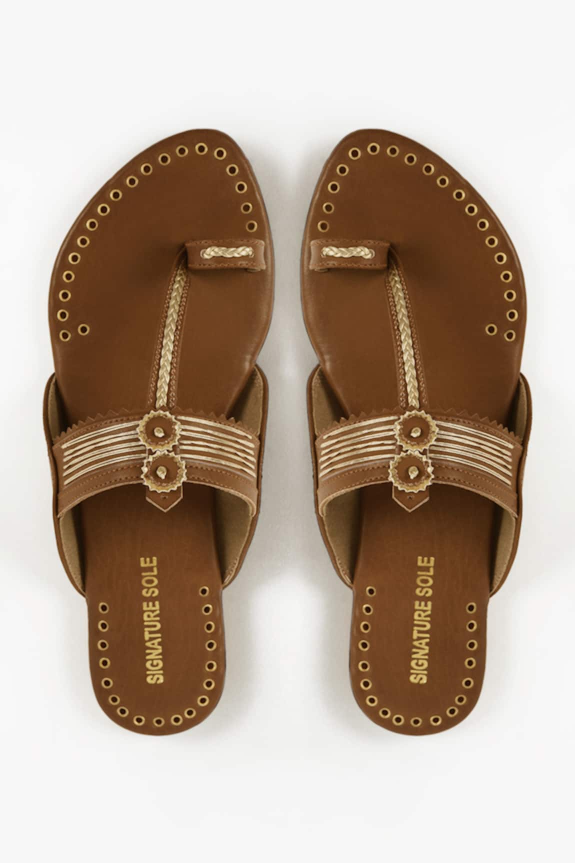 Signature Sole Abstract Hand Embroidered Kolhapuri Flats