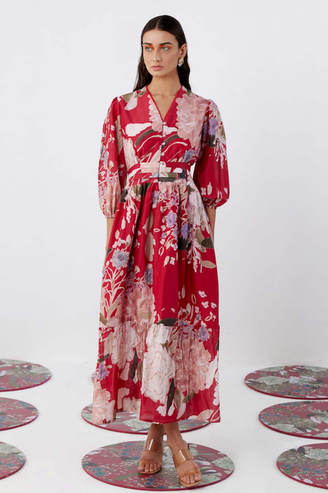 Ridhi Mehra Raizel Cockscomb Blossom Print Dress