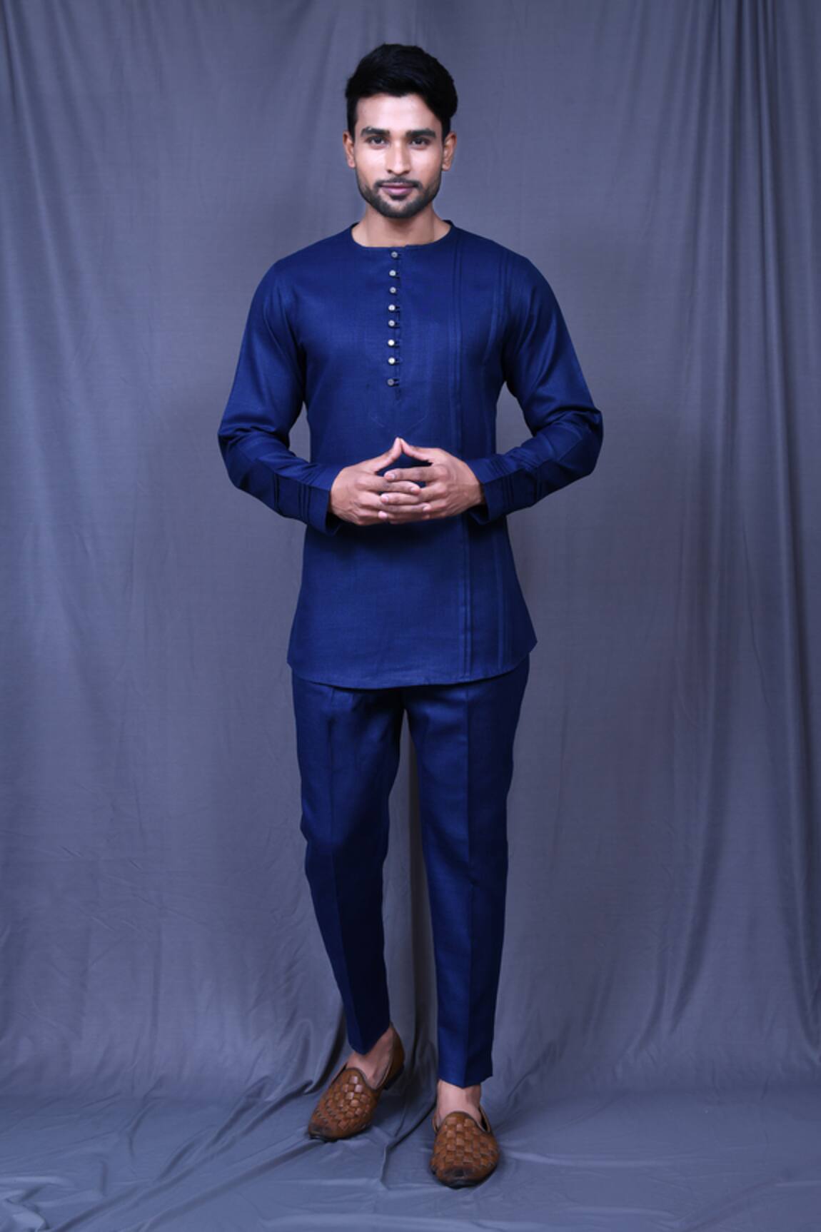 Arihant Rai Sinha Plain Pintucked Shirt & Straight Pant Co-ord Set 