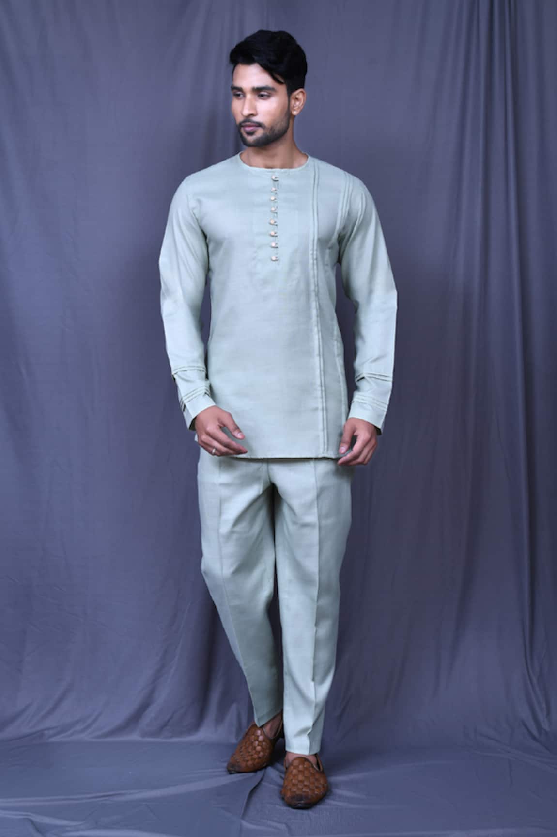 Arihant Rai Sinha Pintucked Pastel Shirt & Pant Co-ord Set