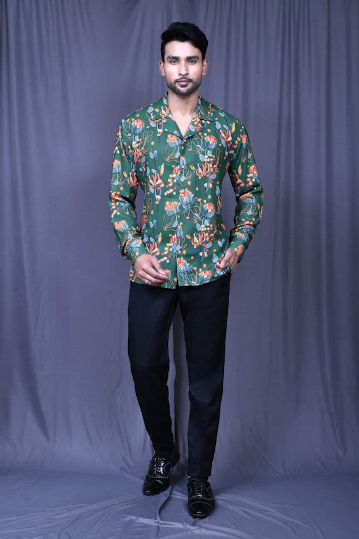 Aryavir Malhotra Botanic Floral Print Cotton Shirt 