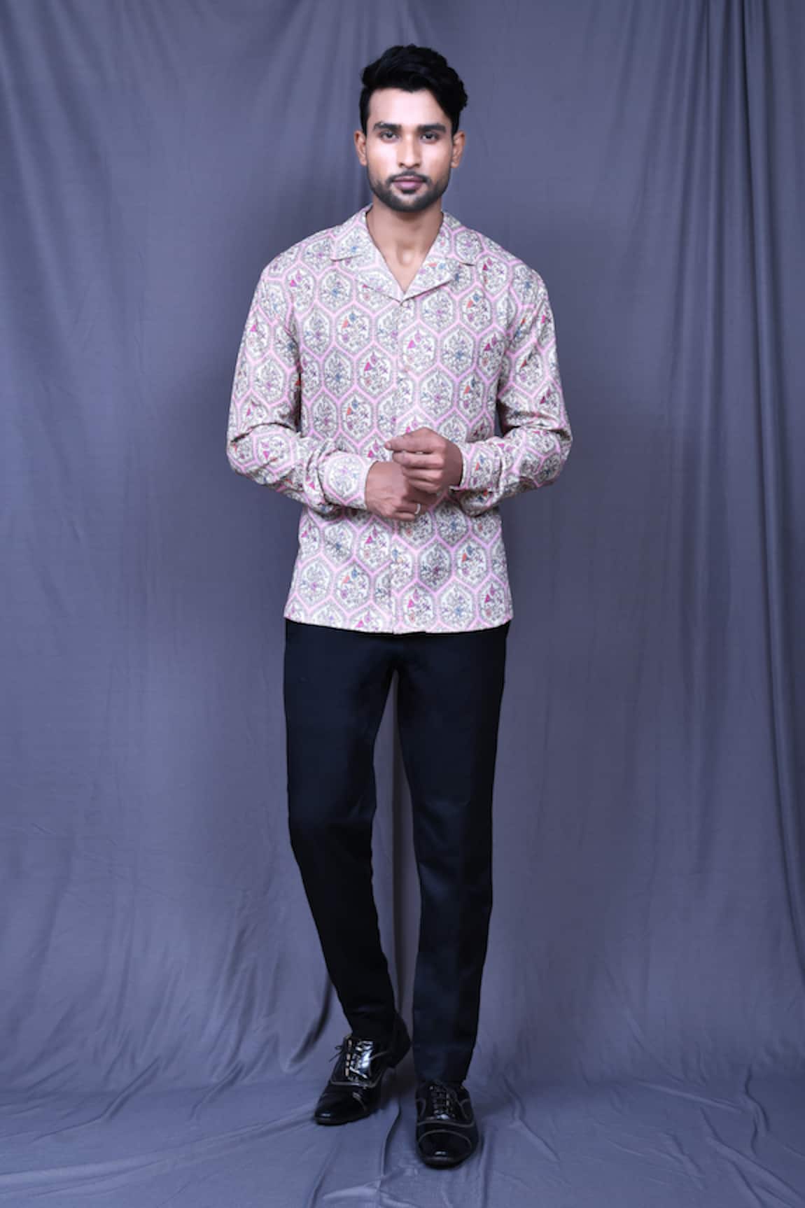 Arihant Rai Sinha Mughal Floral Jaal Print Cotton Shirt
