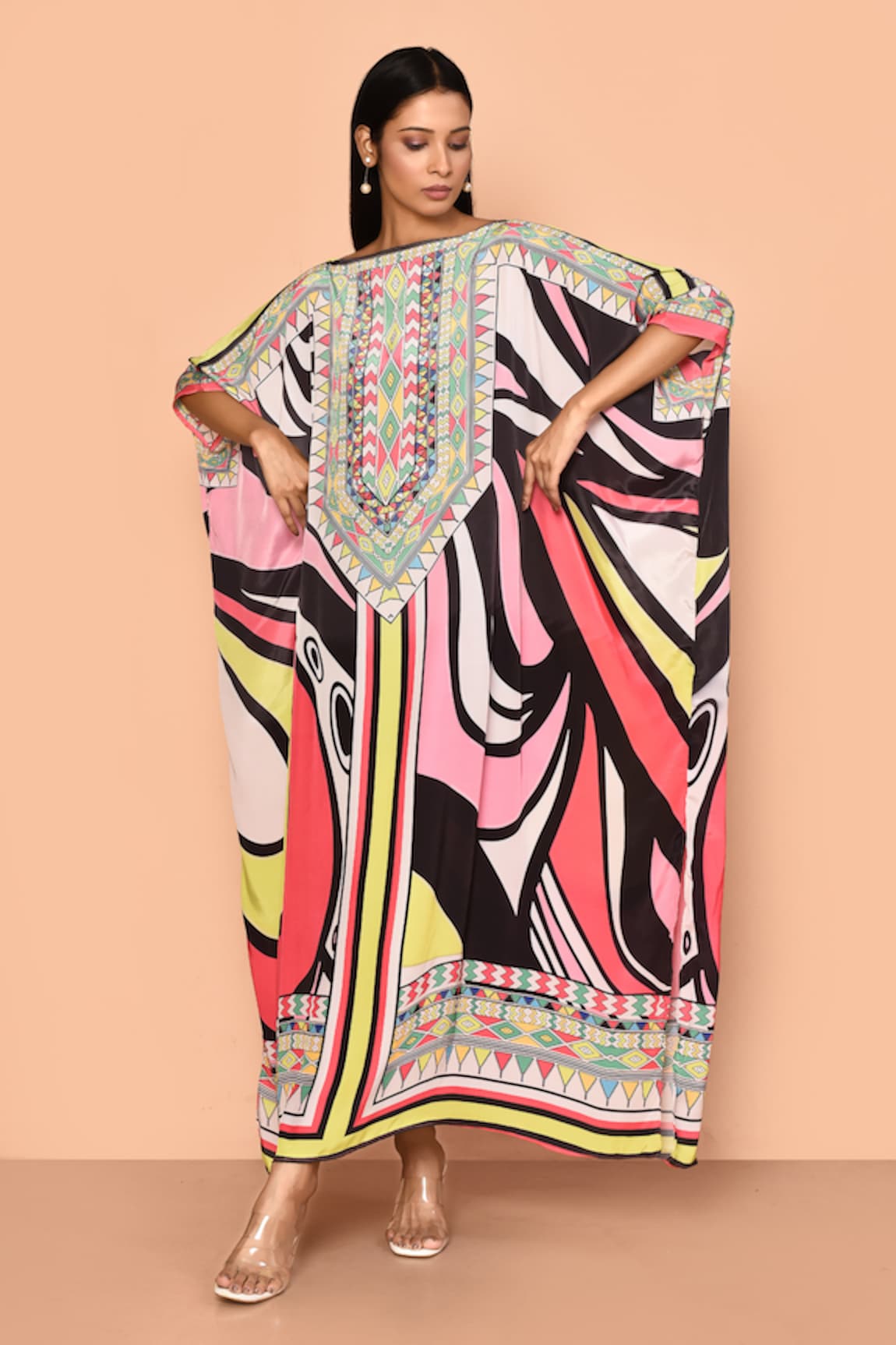 Naintara Bajaj Marble & Tribal Print Kaftan