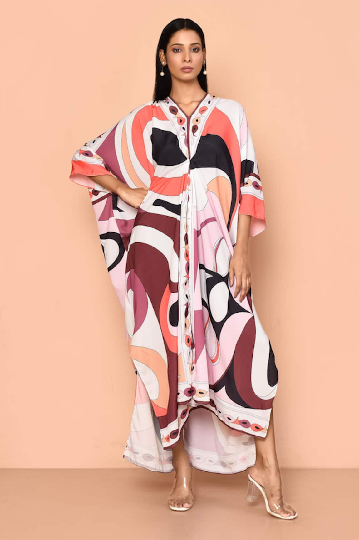 Naintara Bajaj Abstract Print Pleated Kaftan