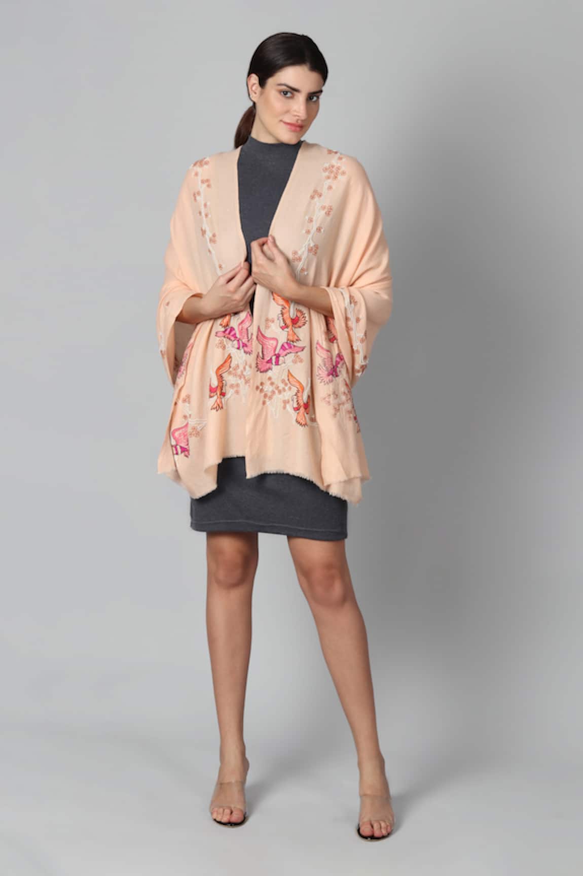 Modarta Bird Embroidered Pashmina Shawl 