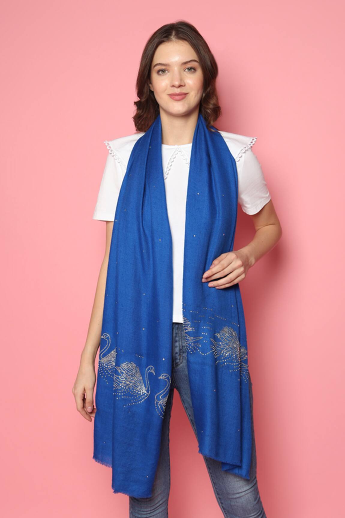 MODARTA Swarovski Swan Embellished Shawl 