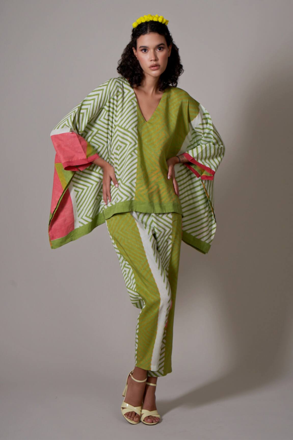Priti Prashant Fuji Geometric Print Kaftan Top & Pant Set 