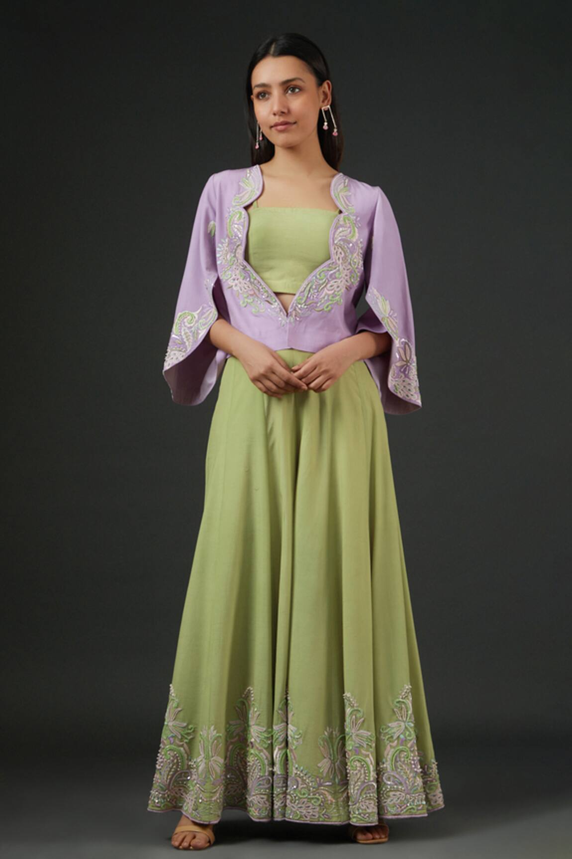 Vedika Soni Floral Embroidered Sharara Set With Cape