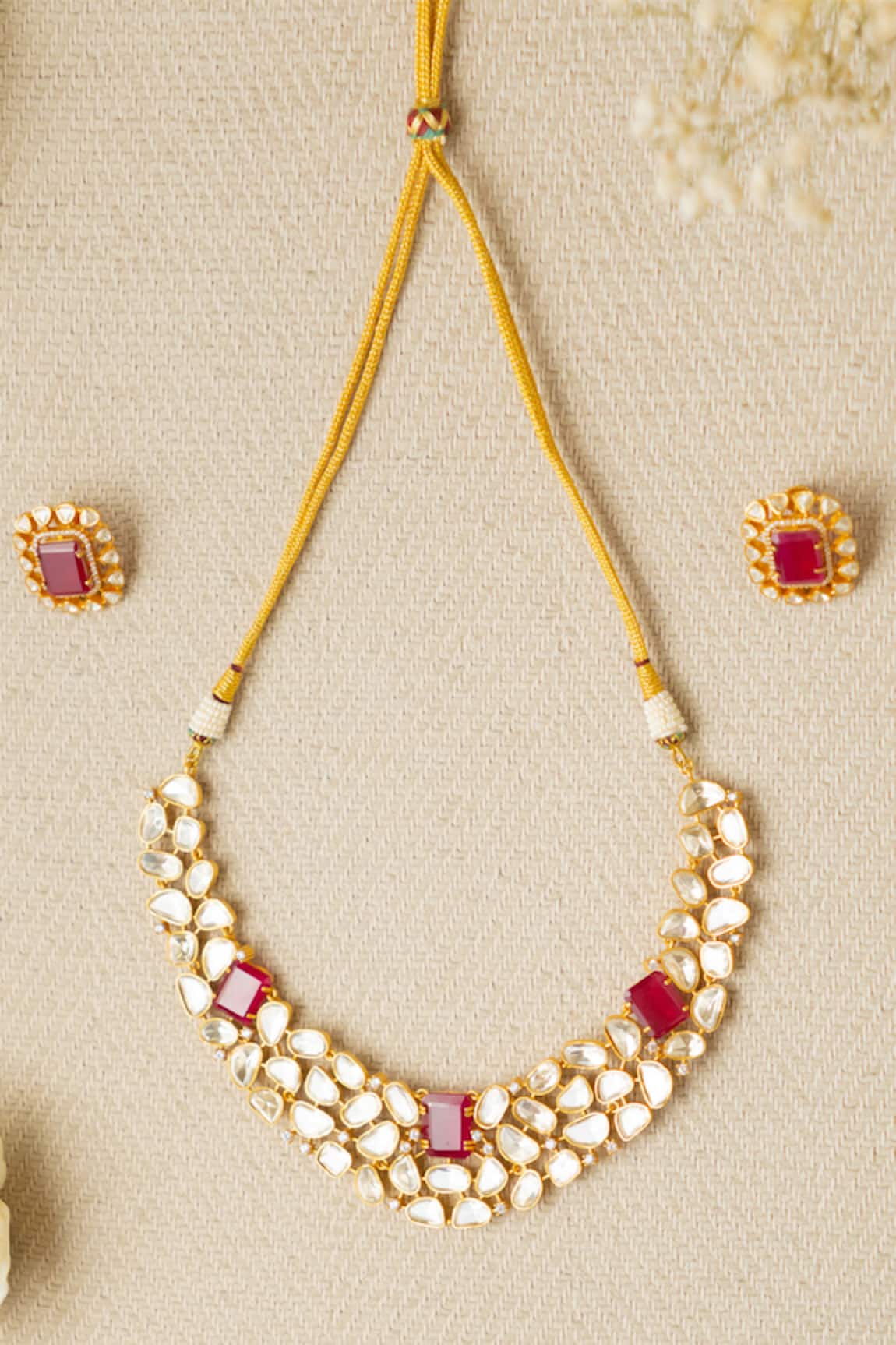 Zevar By Geeta Hand Embellished Necklace Set 