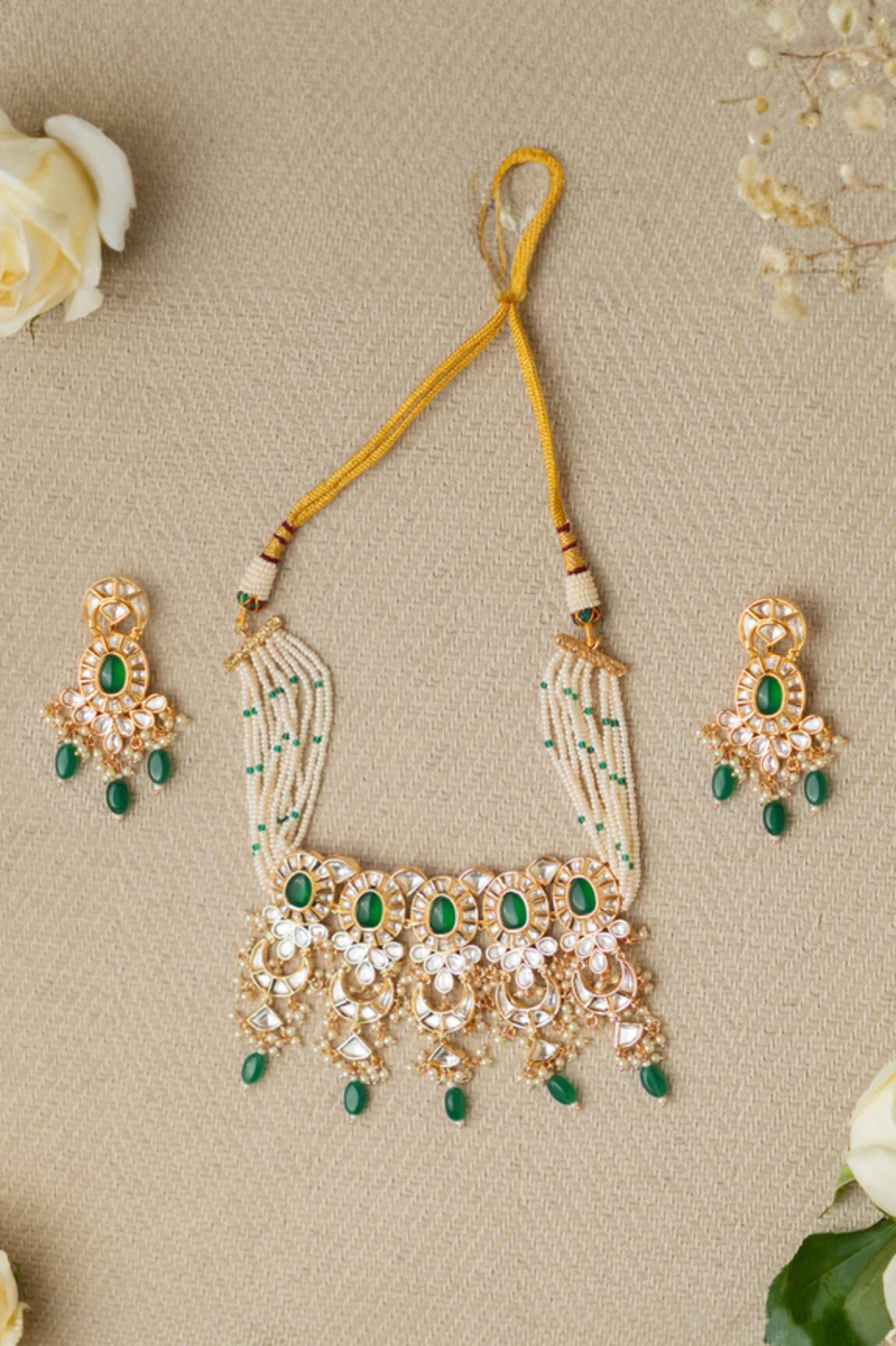 Zevar By Geeta Polki Embellished Pearl Choker Set 