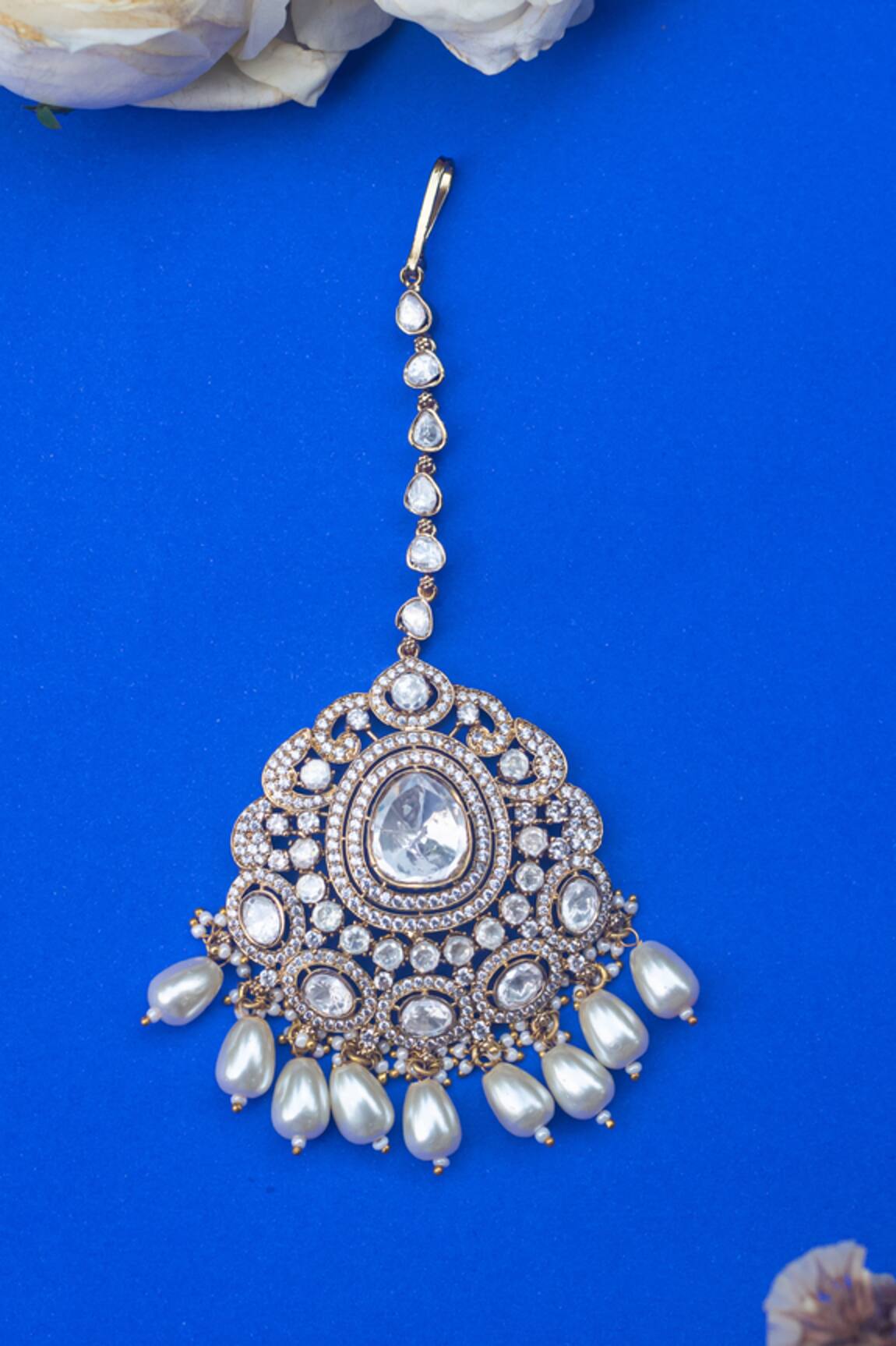 Zevar By Geeta Stone Embellished Maangtikka