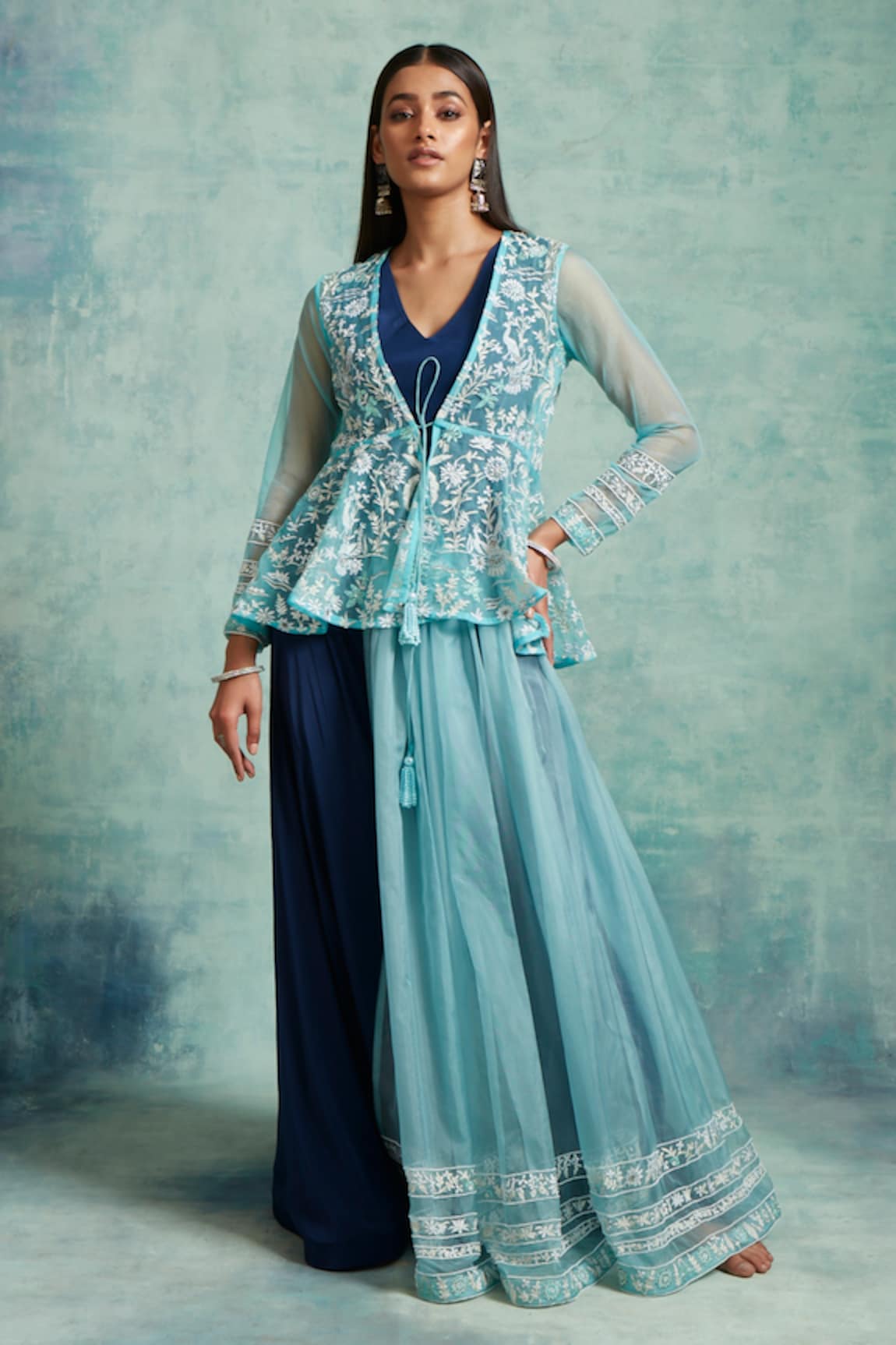 Vedika Soni Embroidered Peplum Jacket Palazzo Set