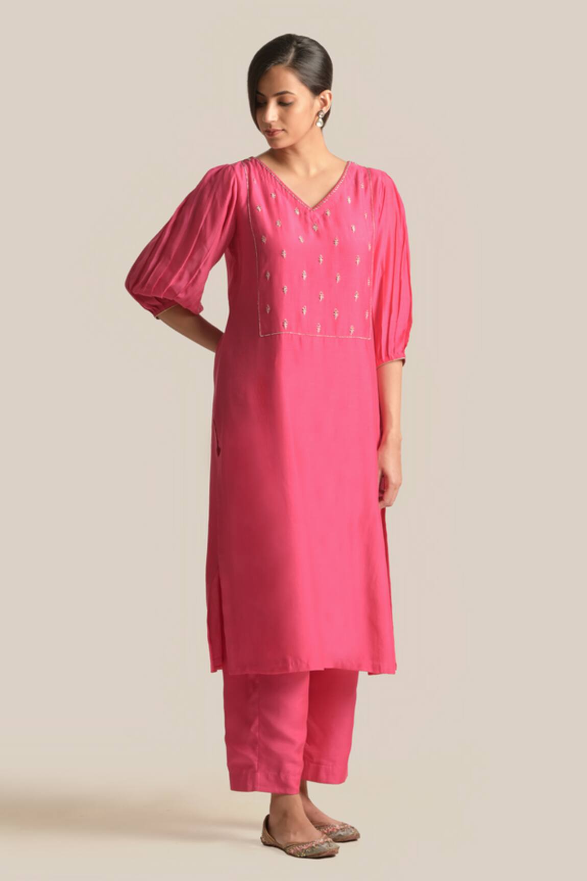 Cupid Cotton Inaya Yoke Embroidered Kurta & Pant Set