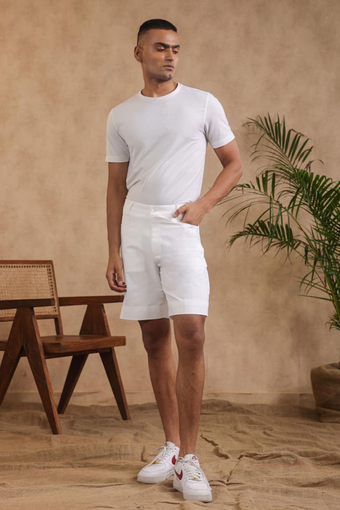 Raw & Rustic by Niti Bothra Handcrafted Solid Cargo Shorts