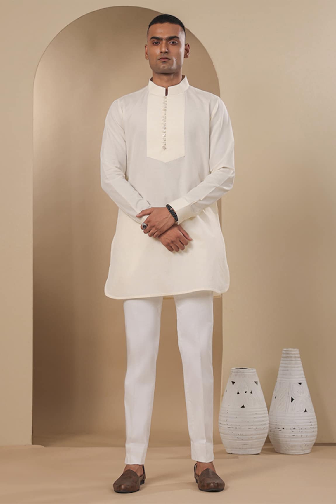 Raw & Rustic by Niti Bothra Pleated Placket Short Kurta