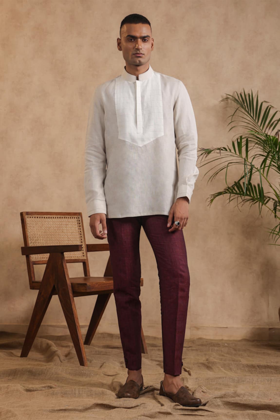 Raw & Rustic by Niti Bothra Mandarin Collar Kurta Shirt