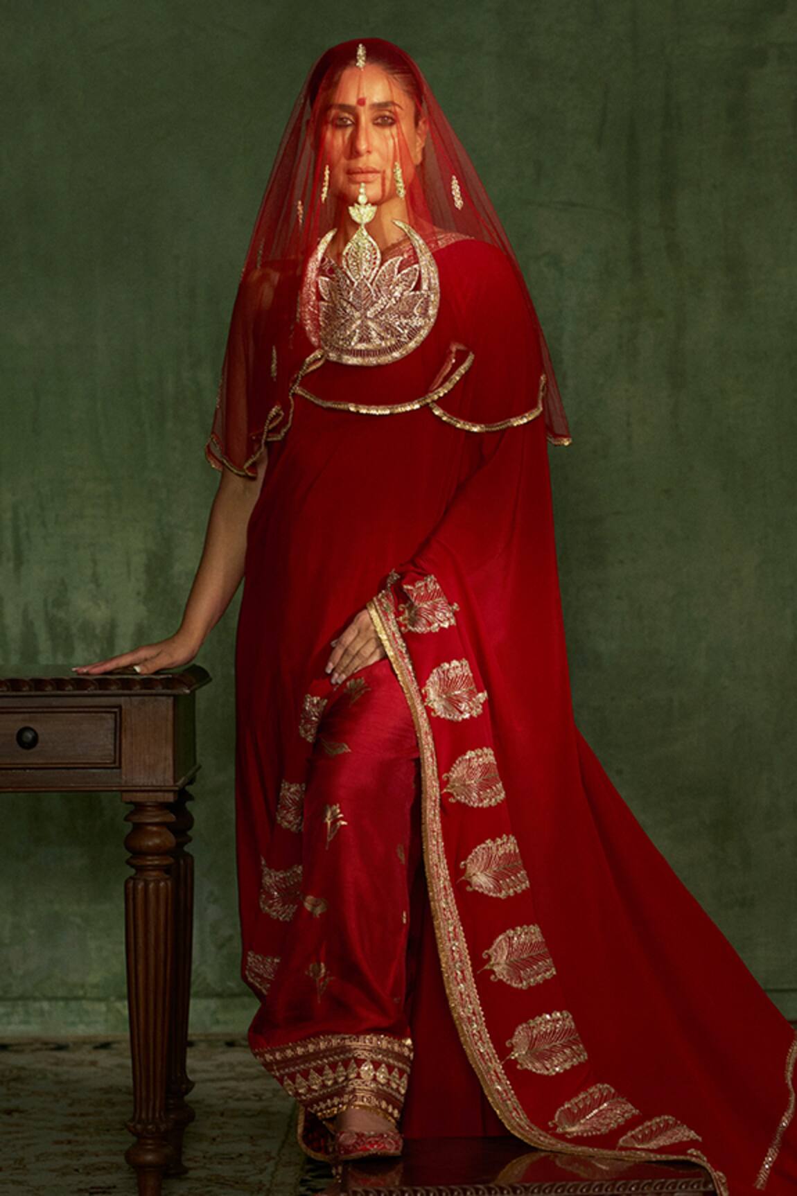 Masaba Son Chidiya Embellished Saree Embroidered Veil Set