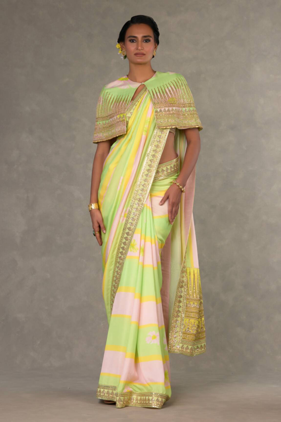 Masaba Summertime Sorbet Parijat Saree With Blouse