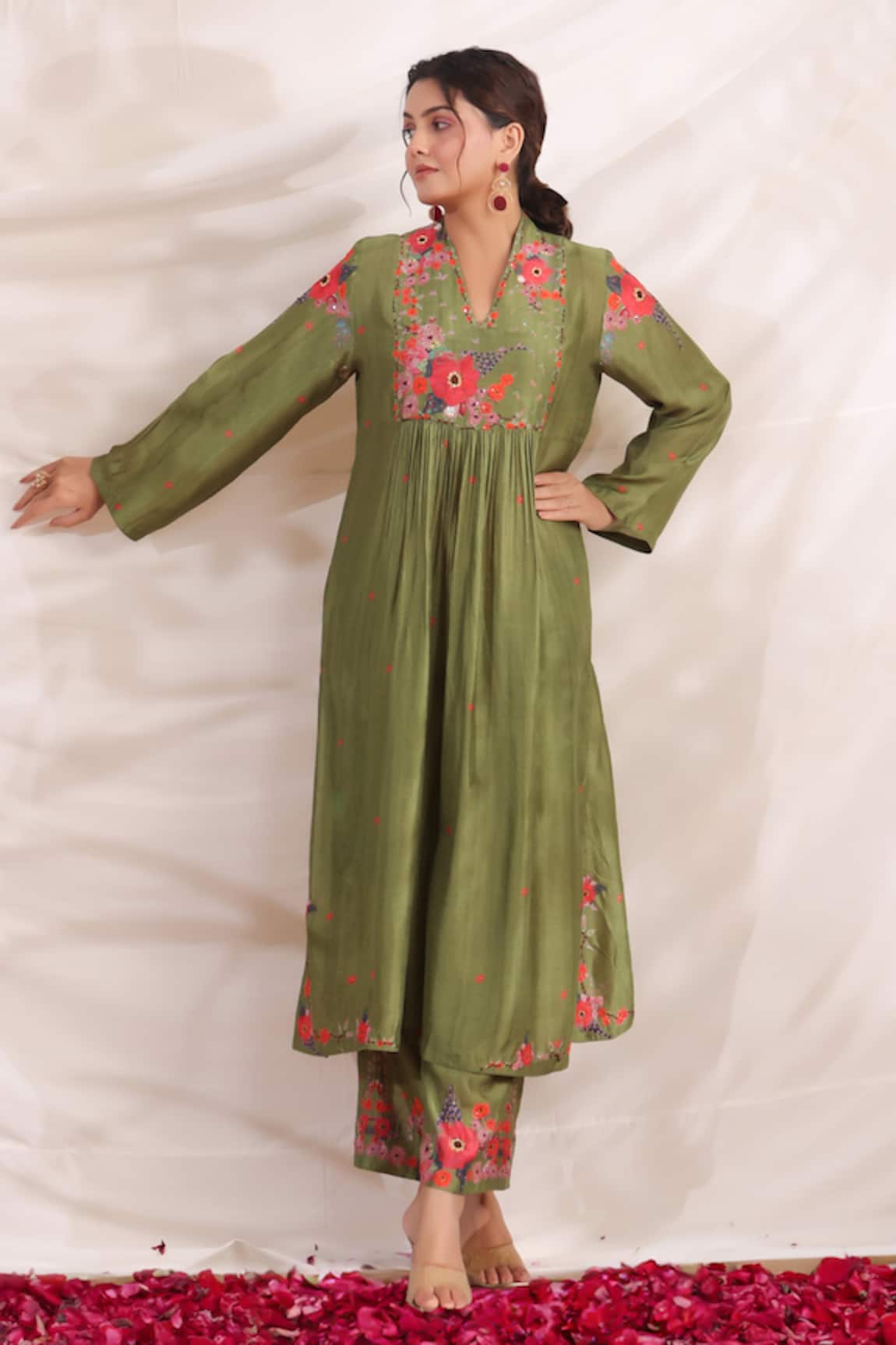 Label Niti Bothra Bahaar Printed Gathered Kurta & Palazzo Set 