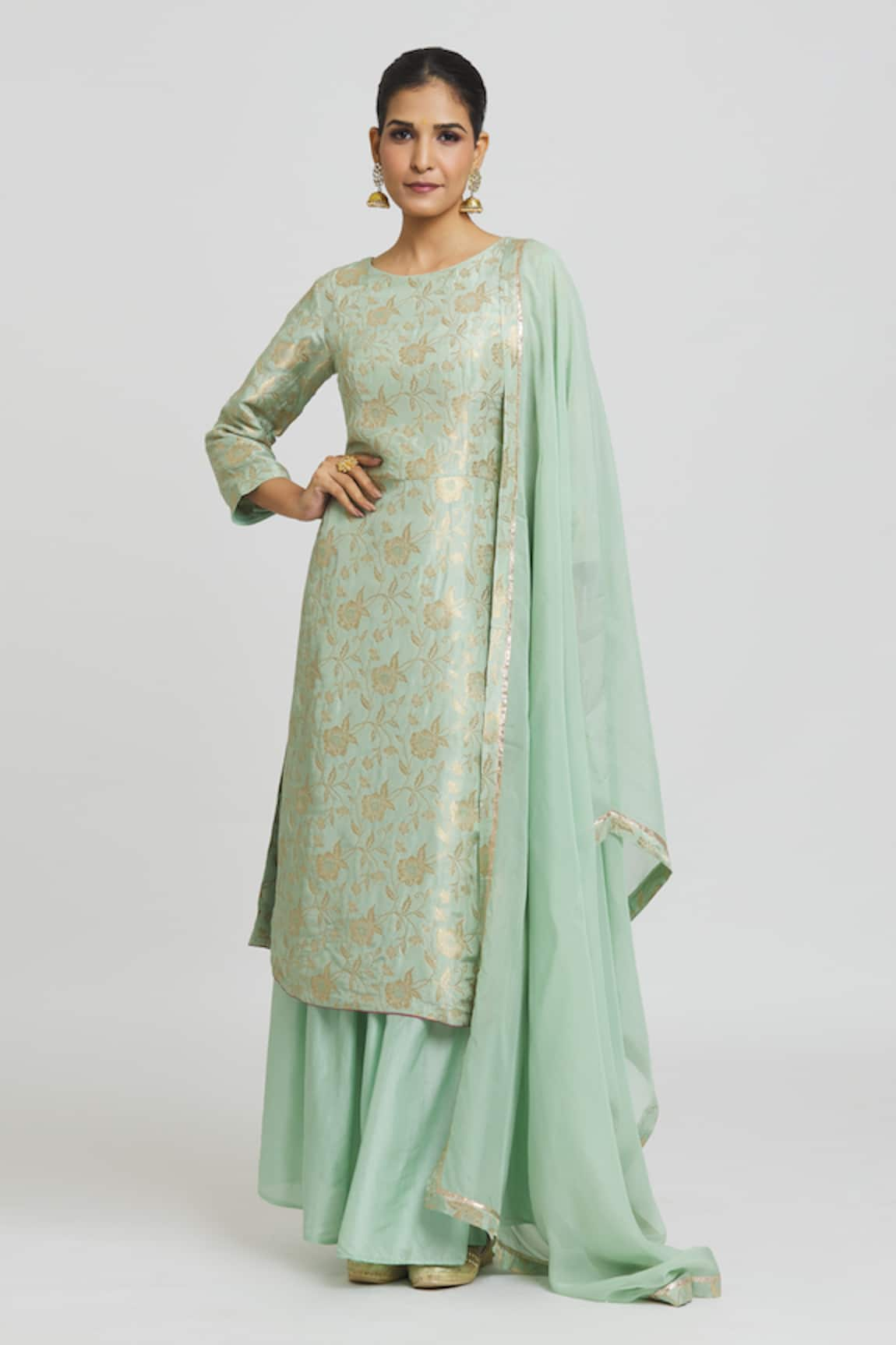 Peenacolada Banarasi Brocade Silk Kurta Gharara Set