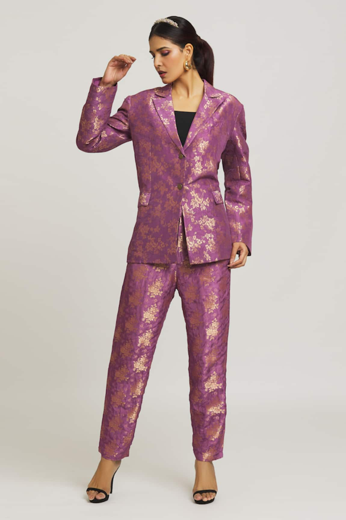 Peenacolada Woven Silk Brocade Blazer & Pant Set